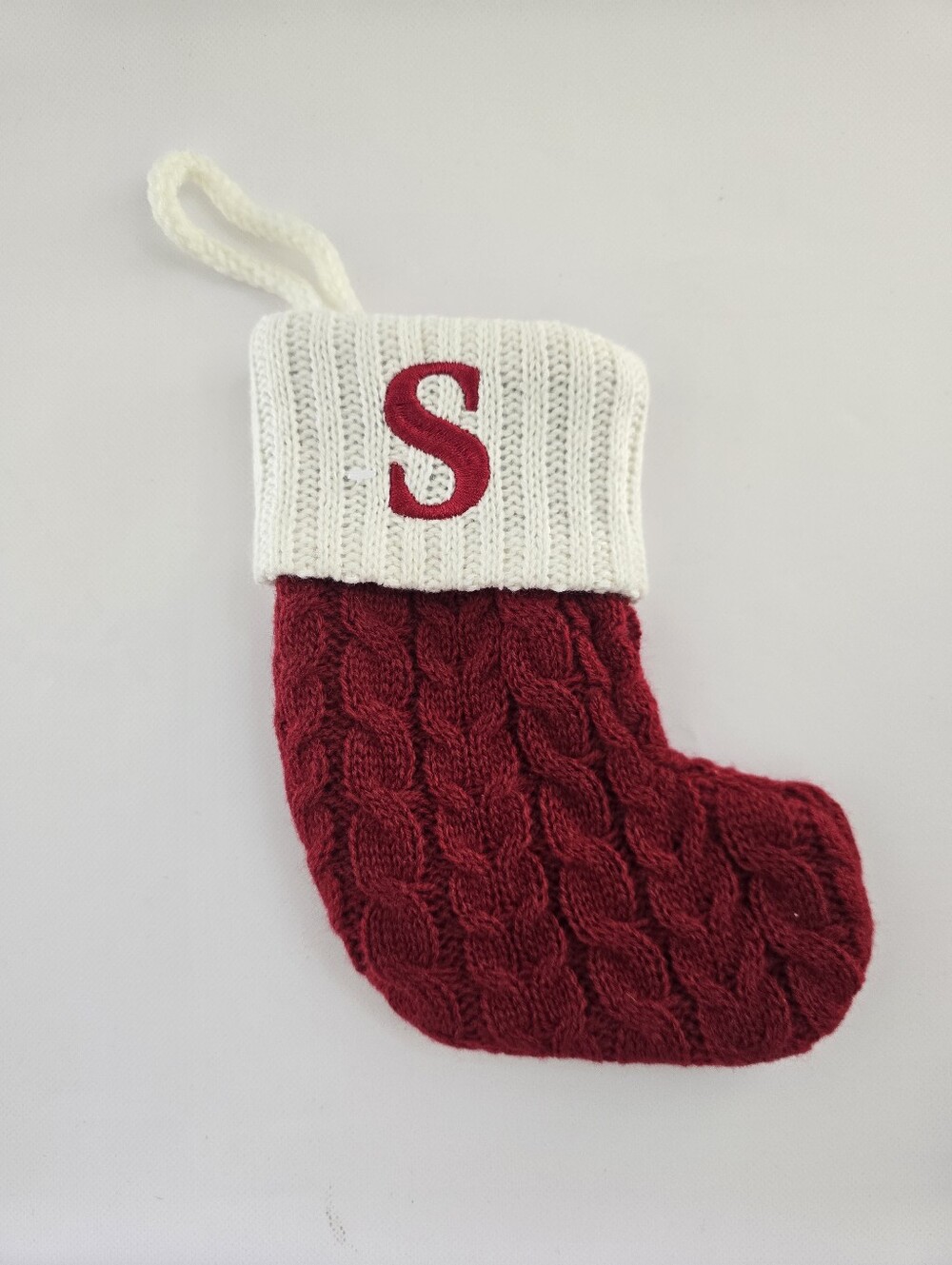 Monogram Knit Christmas Stocking Ornament – Letter S